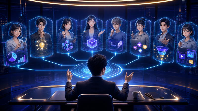 専門分野を担当する7人のAI社員